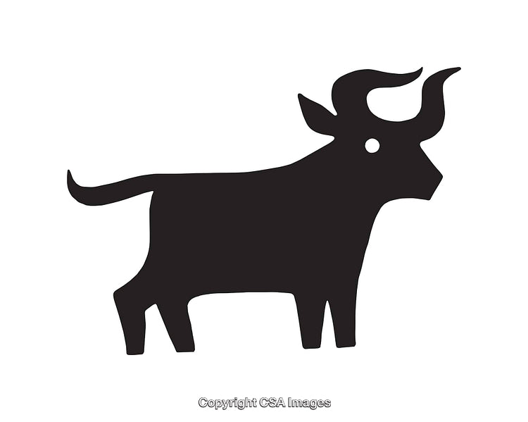 Black and White Icon Depicting a Simplified Bull Silhouette