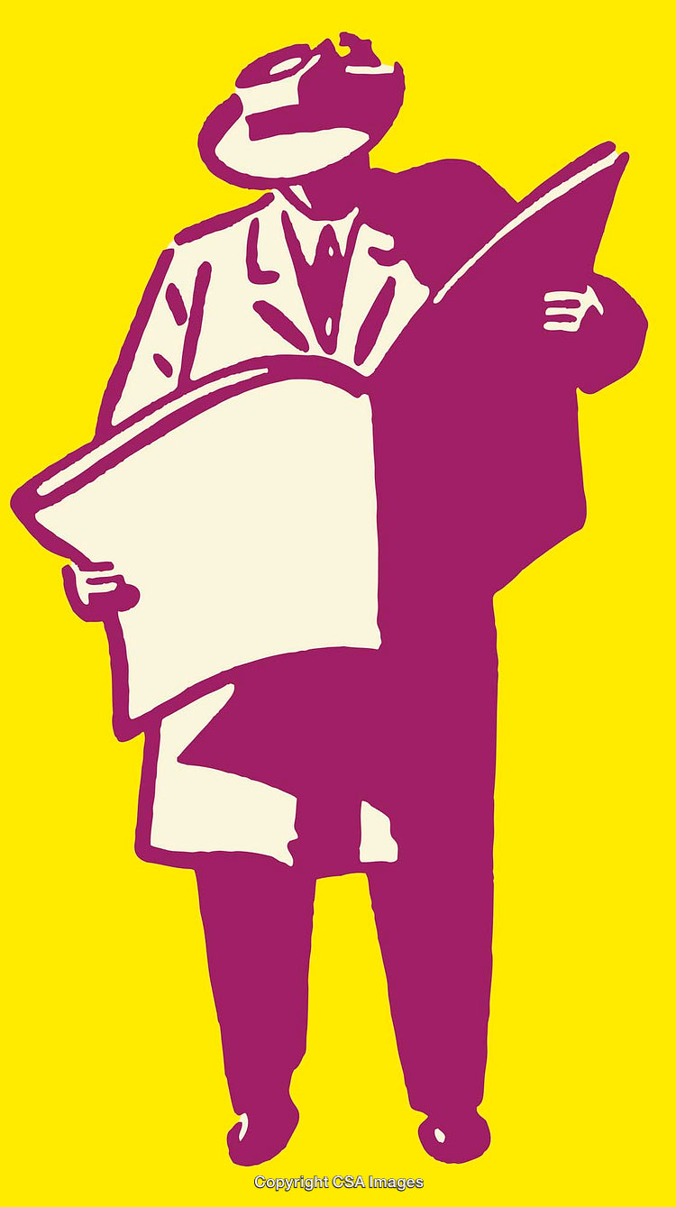 Stylized Illustration of a Man Reading a Newspaper