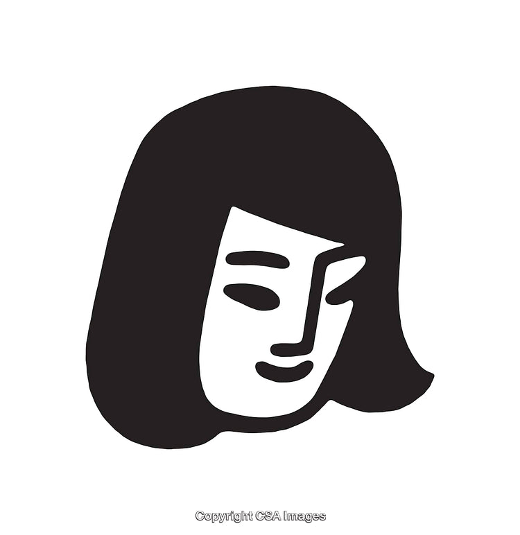 Minimalist Black And White Illustration of a Smiling Female Face
