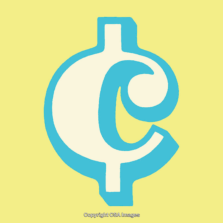 Artistic Cent Symbol Against a Bright Yellow Background