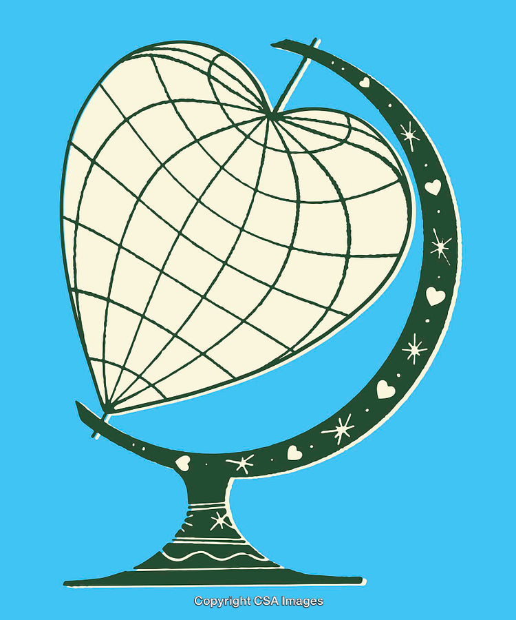 Heart-Shaped Globe Illustration Representing Love and Global Connection