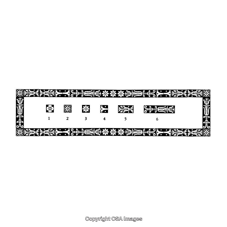 Black And White Ornamental Border With Geometric And Floral Patterns