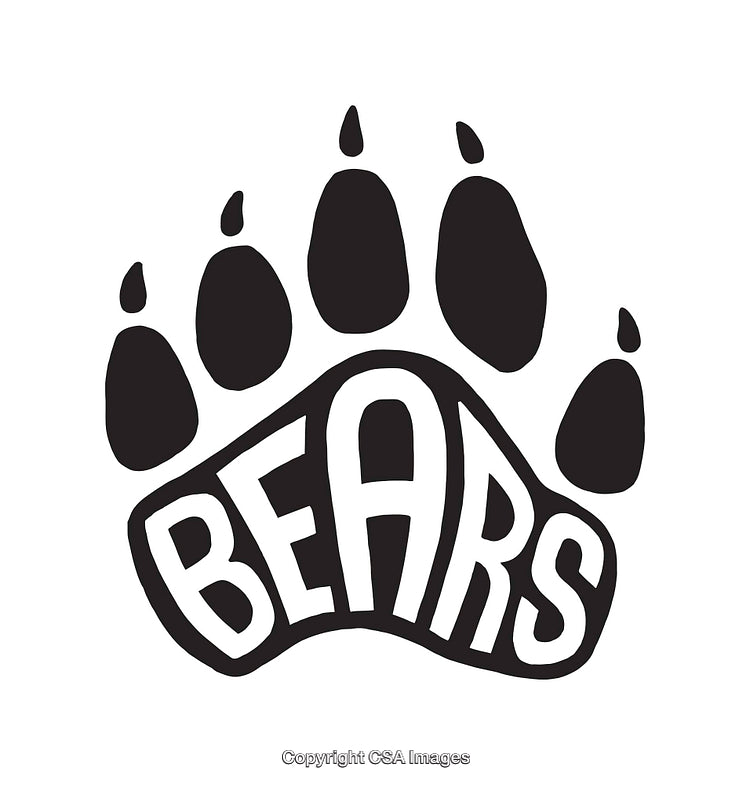 Black and White Bear Paw Print with Bold Text Illustration