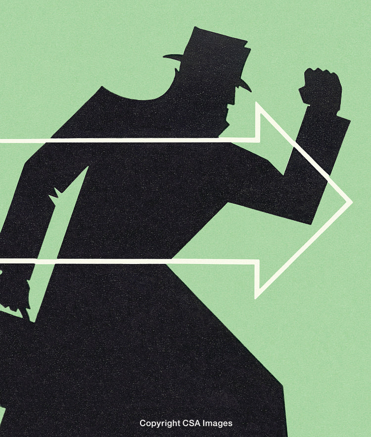 Elegant Silhouette of Person Moving Forward with Determination and Mystery