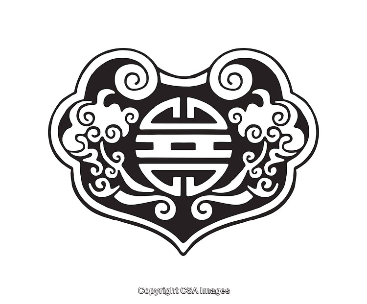 Intricate Black and White Traditional Symbolic Line Art Design