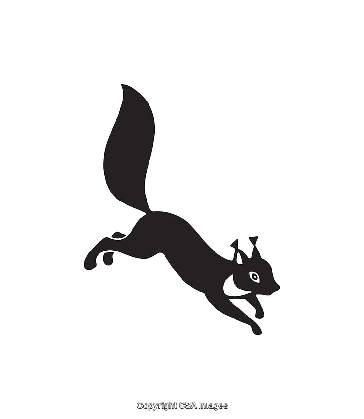 Silhouette of a Leaping Squirrel in Black and White Art Style