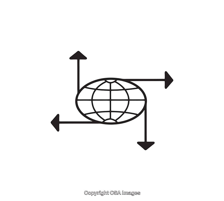 Global Technology Concept with Network and Arrow Directions