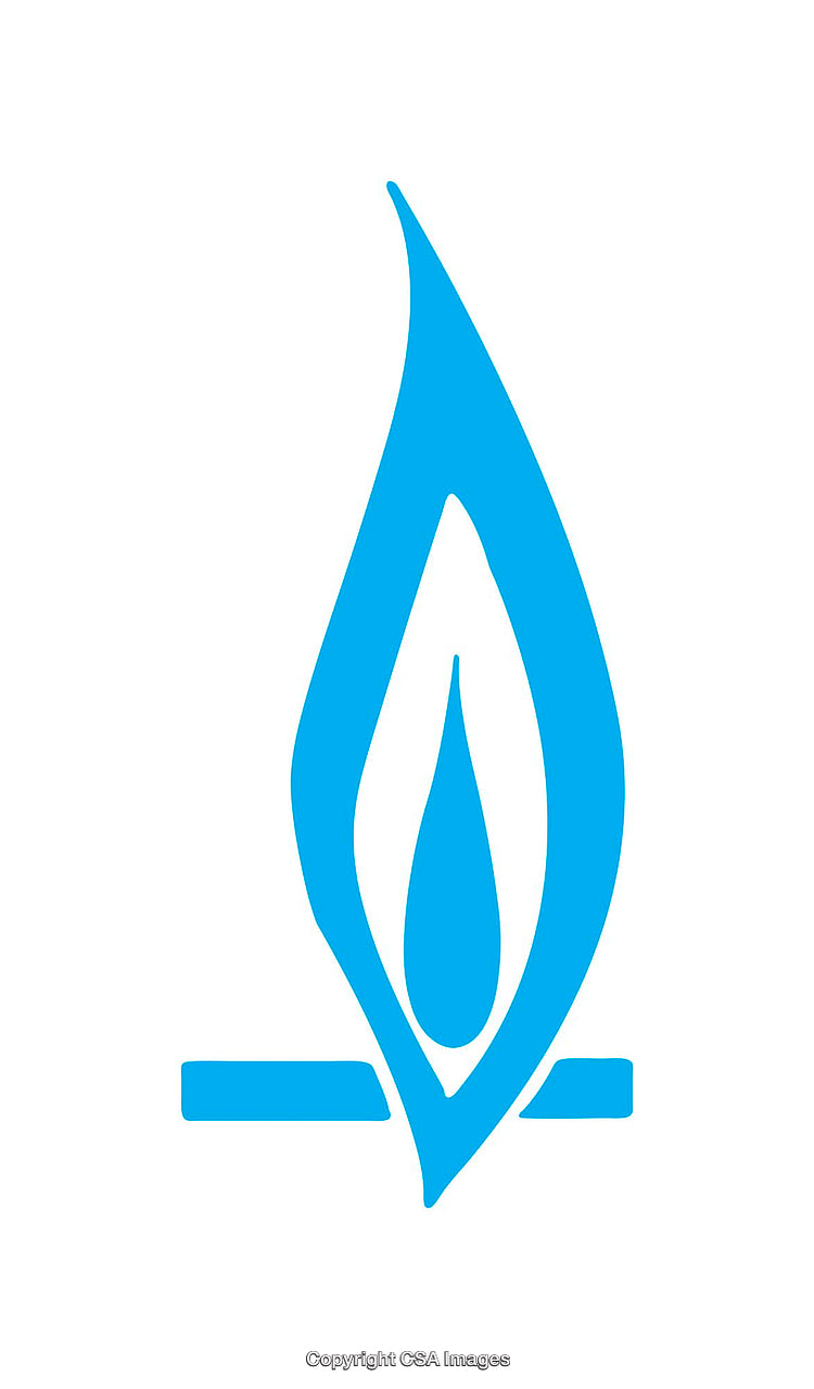 Blue Flame Icon Representing Energy, Heat, or Gas Technologies on White Background
