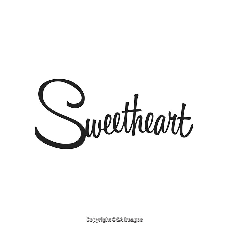 Elegant Sweetheart Typography Design with Script Font Isolated on White Background