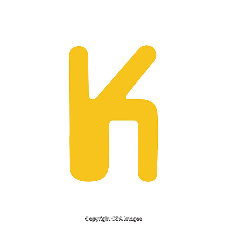 Yellow Stylized Letter K on White Background for Design Purposes