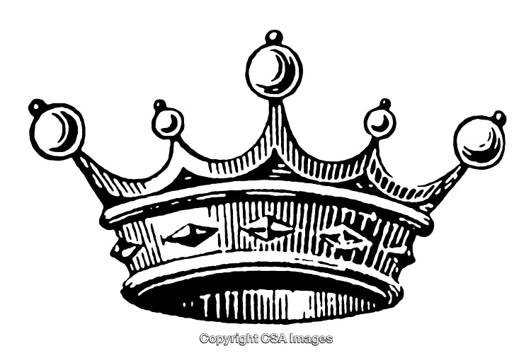 Detailed Black and White Engraving of a Classic Ornate Crown Illustration