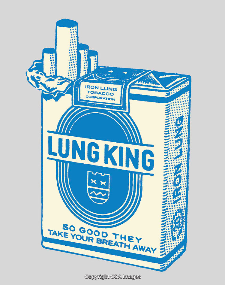 Retro Line Art of a Satirical Cigarette Pack Design in Blue Tone