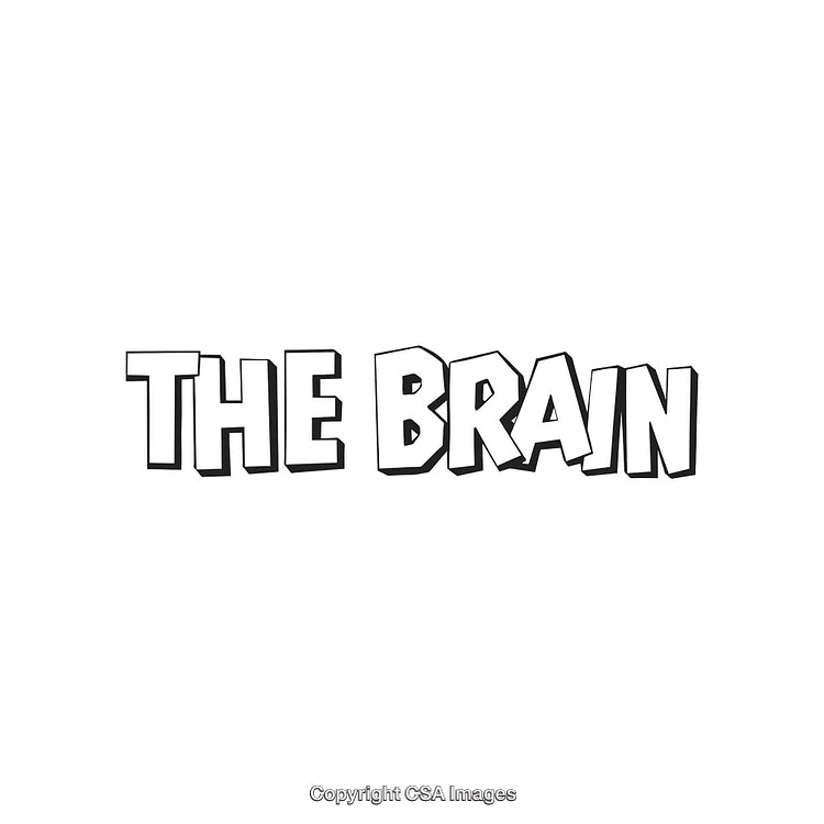 Black and White Bold Text Design Emphasizing 'The Brain' in Artistic Font