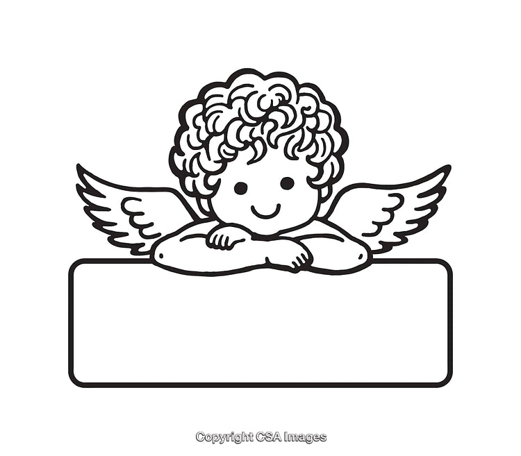 Adorable Black and White Angel Illustration With a Blank Space for Text