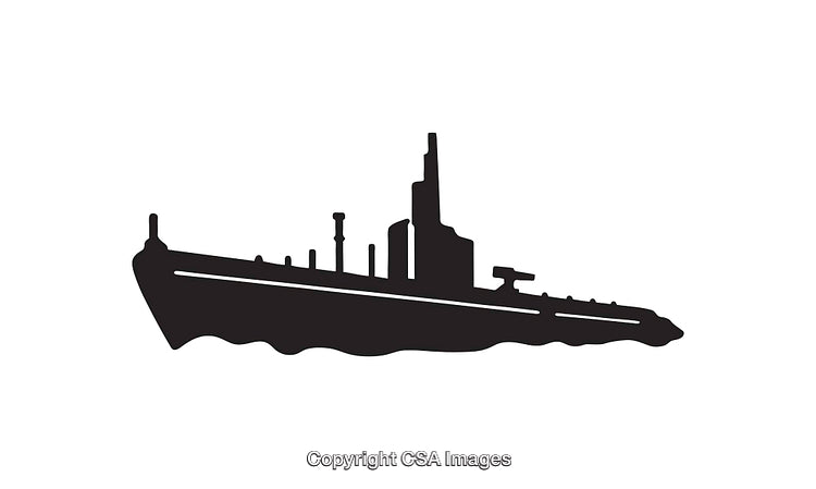 Silhouette of a Steamship on a Calm Ocean in Black and White