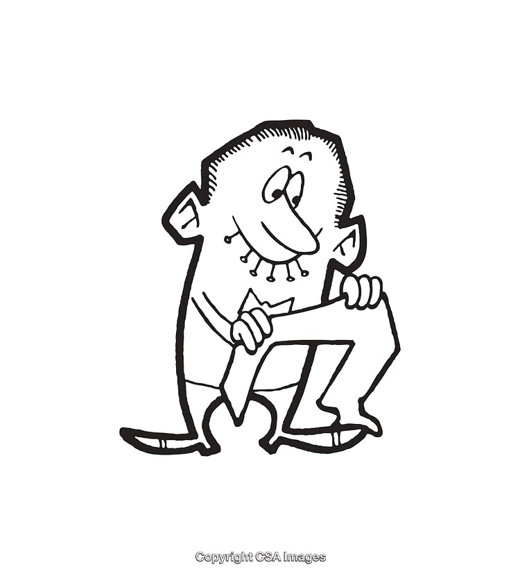 Monochrome Line Art of a Cartoon Character With Detailed Expressions