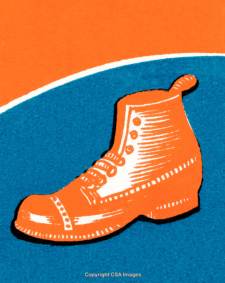 Retro Shoe Illustration with Bold Colors and Classic Design