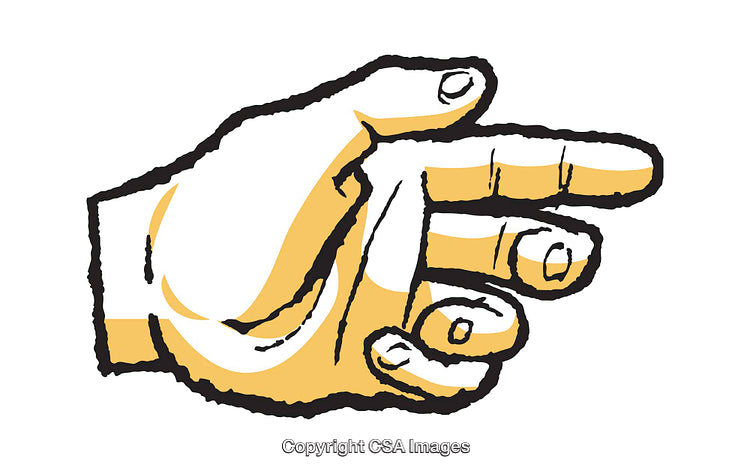 Hand Illustration Pointing Right with Bold Cartoonish Style
