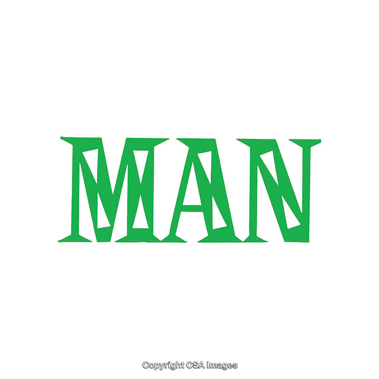 Bold Green Text Depicting the Word 'Man' Rendered in a Unique Typeface