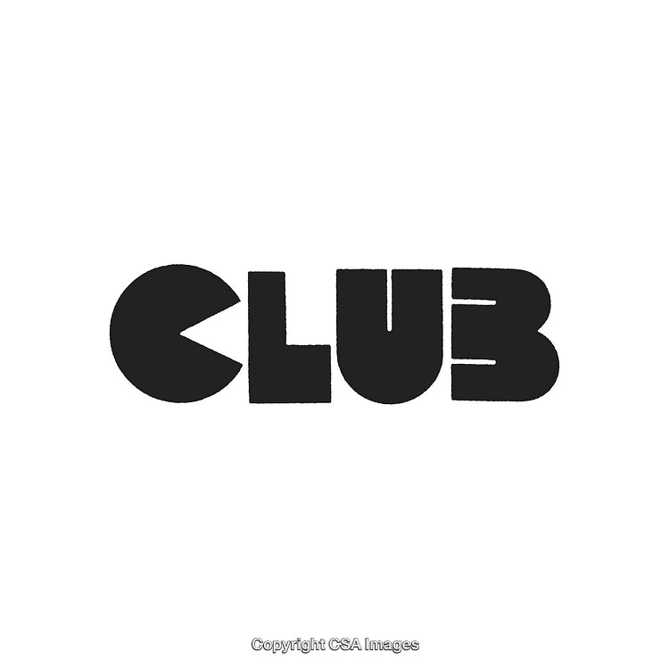 Minimalist Black and White Typography Design Representing the Word Club