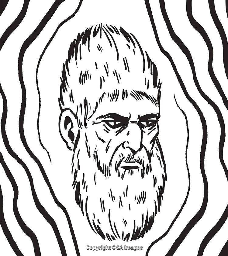 Hand-Drawn Illustration of a Bearded Man With Abstract Background