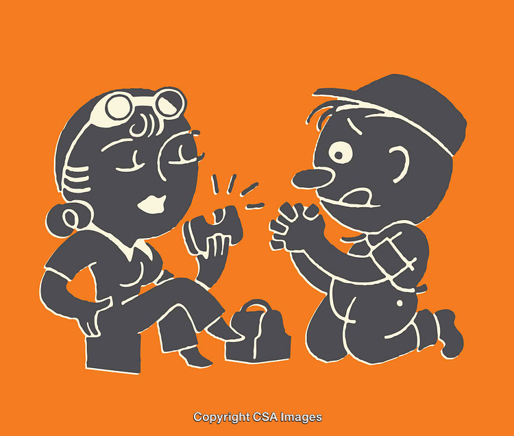 Retro Illustrative Artwork Featuring Quirky Characters in Bold Colors