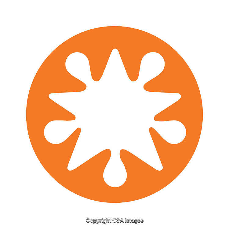Minimalist Orange Circle Icon with Abstract Shape Design