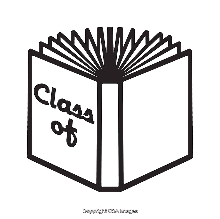 Black and White Line Art Illustration of an Open Book with Text
