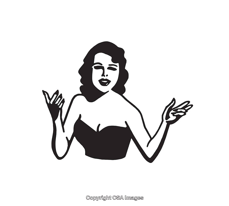 Stylized Black and White Illustration of a Woman with Retro Hairstyle