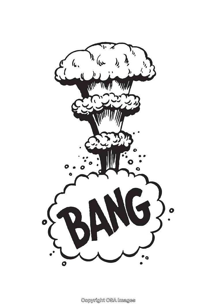 Black and White Line Art Illustration of Comic Bang Explosion