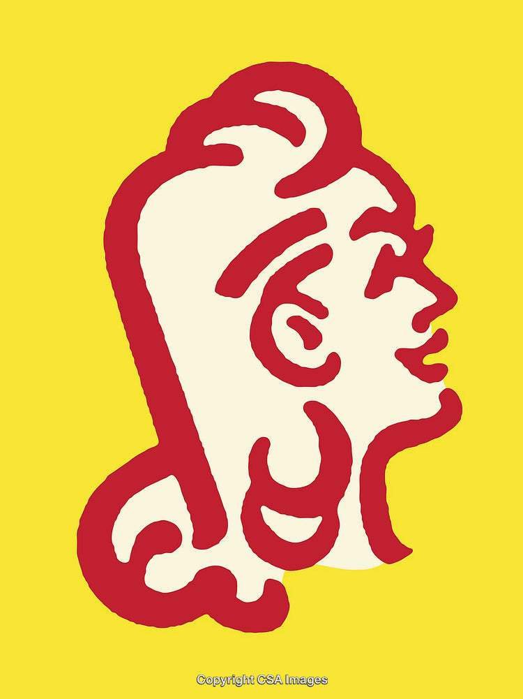 Colorful Stylized Line Art Illustration of a Woman's Profile