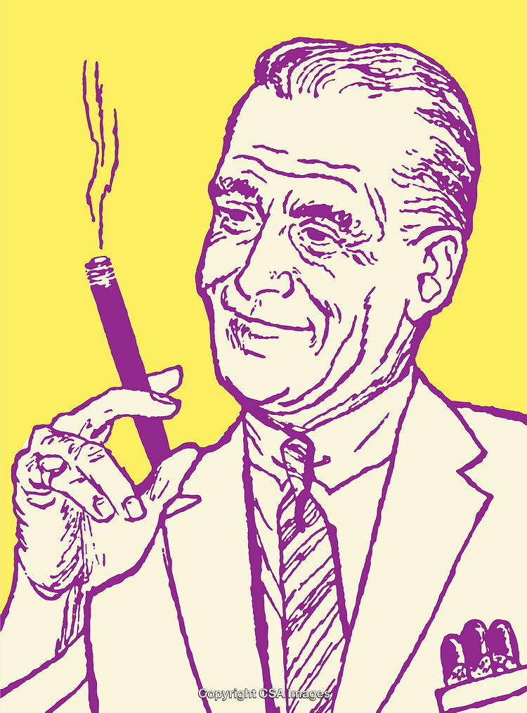 Retro Styled Illustration of Man Enjoying a Cigar in Modern Art Style