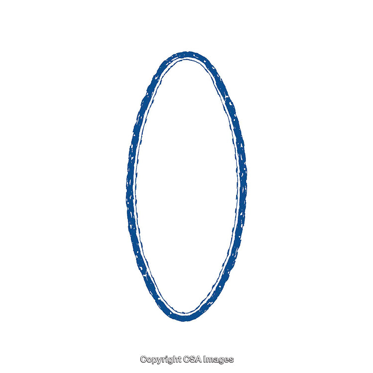 Blue Sketch of an Oval Shape on a White Background