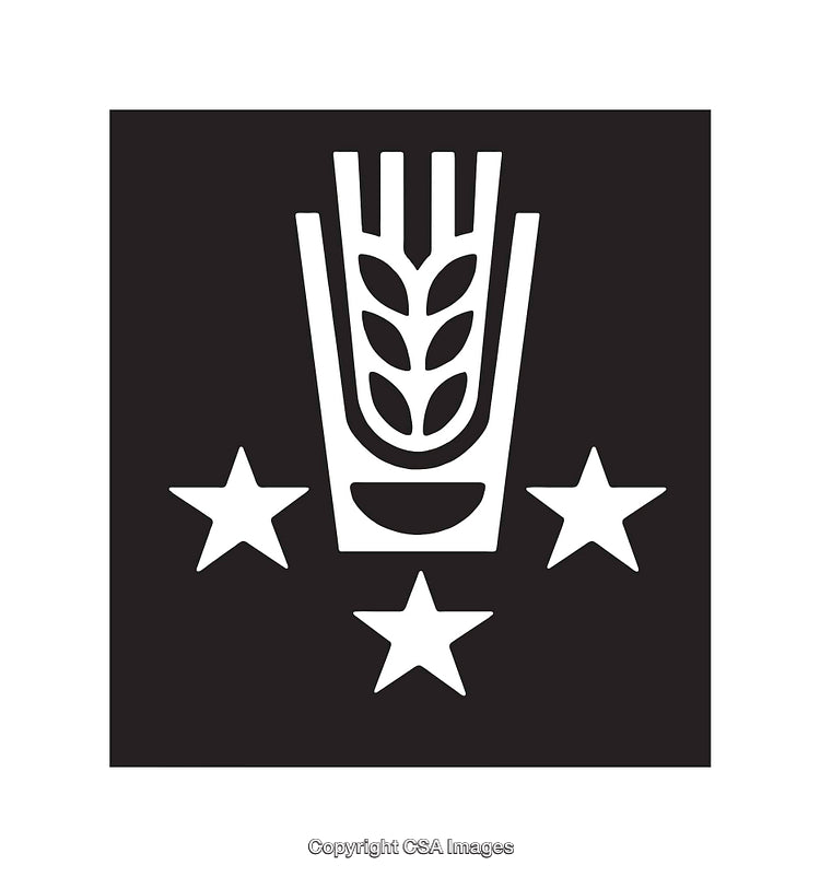 Minimalistic Black and White Line Art With Wheat and Stars Motif