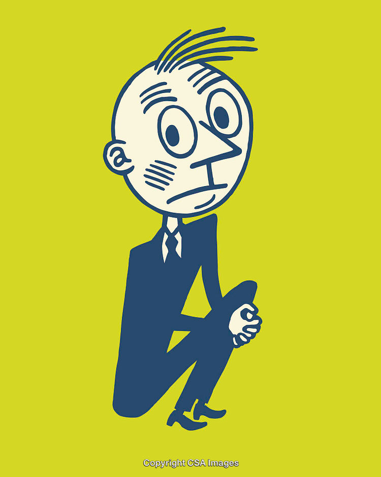 Quirky Cartoon Character Line Art Illustration With Vibrant Yellow Background