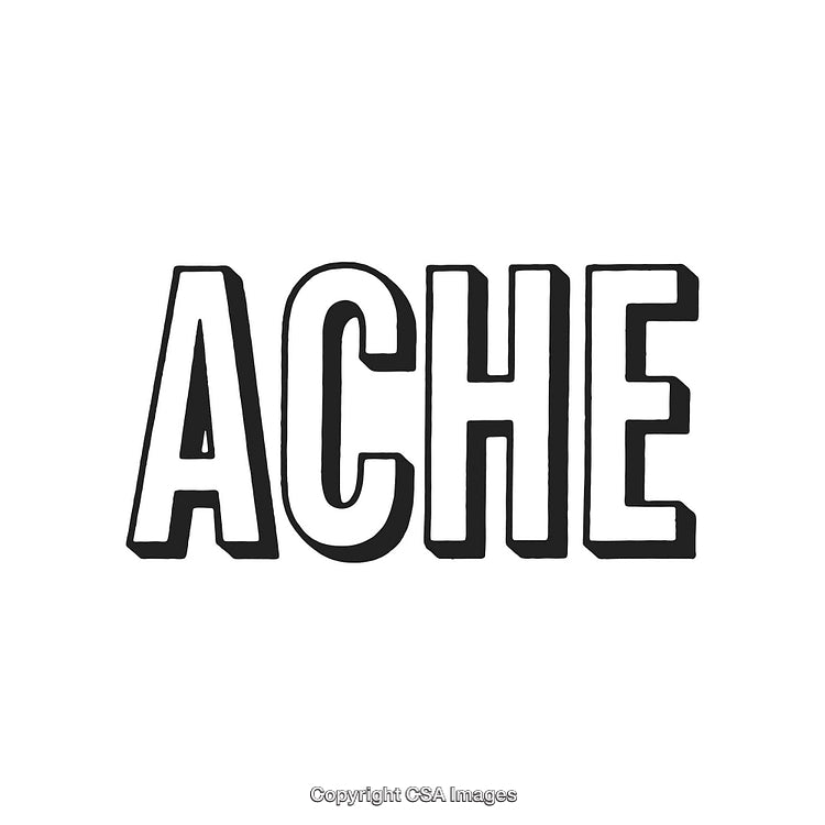 Bold Black Typography of the Word 'Ache' on a White Background