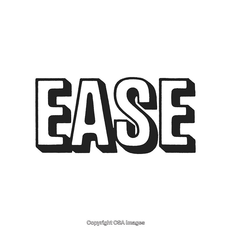 Bold Text Illustration of the Word Ease in Black and White Design