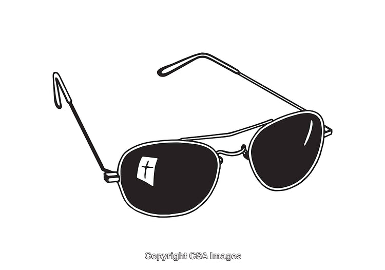 Black and White Line Art Illustration of Stylish Sunglasses