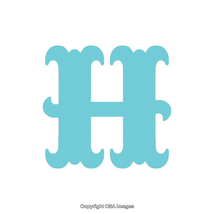Fancy Turquoise Letter H With Stylish Serif Design on White