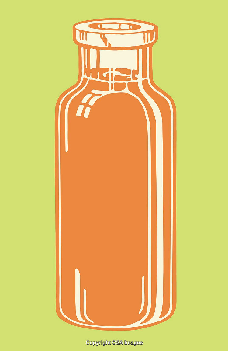 Colorful Line Art Illustration of a Bottle on a Vibrant Green Background
