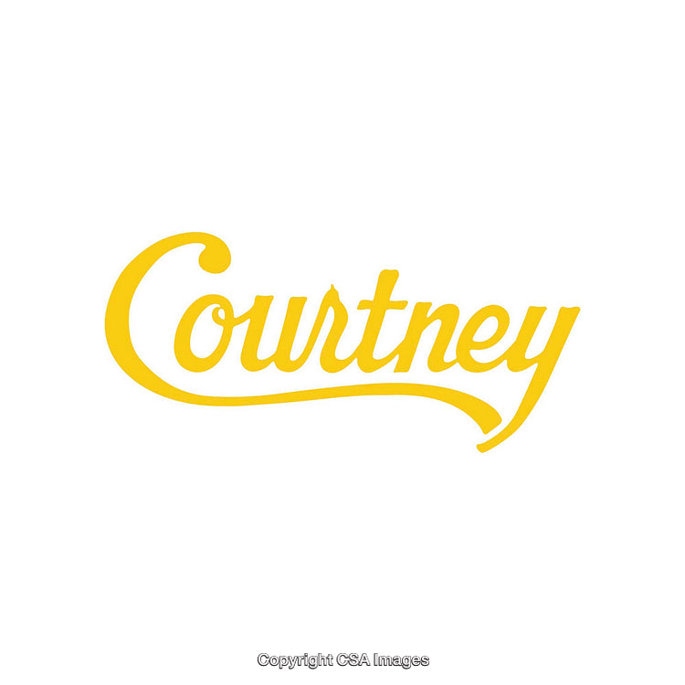 Yellow Typographic Illustration Featuring the Name Courtney in Elegant Script
