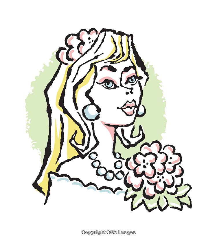Elegant Illustration of a Woman with Flowers and Accessories