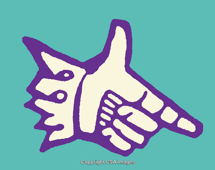 Abstract Line Art Illustration of Hand Gesture in Bold Colors