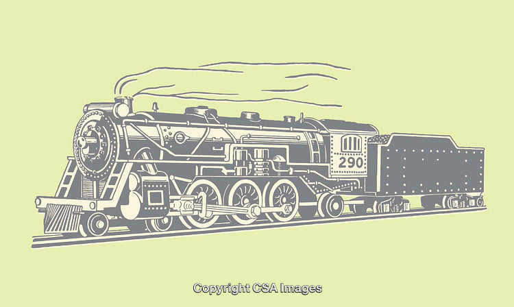 Retro Steam Locomotive Illustration in Minimalist Style Expressing Vintage Transportation