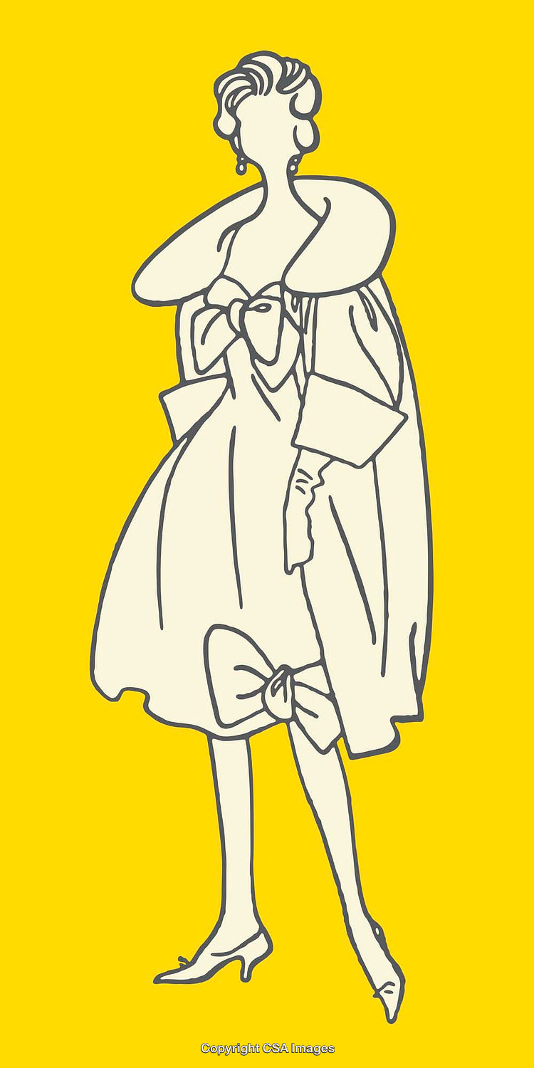 Elegant Fashion Illustration of a Woman in a Chic Vintage Style Outfit