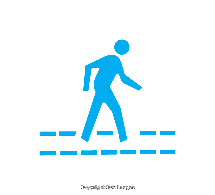 Blue Pedestrian Crossing Icon on White Background