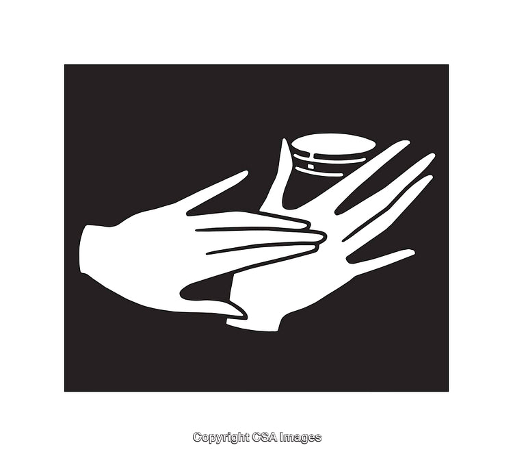 Monochrome Illustration of Hands Applying Skincare Cream for Hand Care