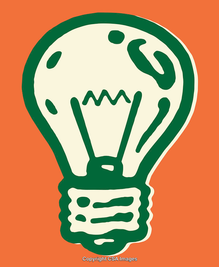 Colorful Illustration of a Lightbulb with a Bold Orange Background