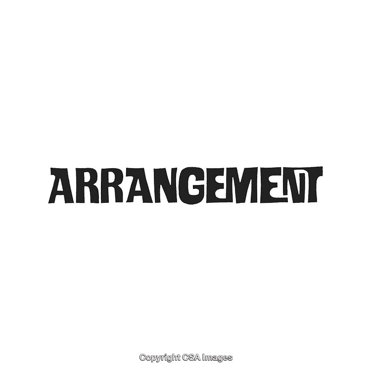 Bold Black Text Illustration Highlighting the Word 'Arrangement' on a White Background