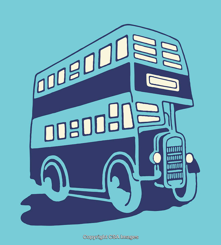 Colorful Line Art Illustration of a Double-Decker Bus Design